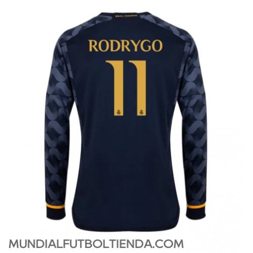 Camiseta Real Madrid Rodrygo Goes #11 Segunda Equipación Replica 2023-24 mangas largas